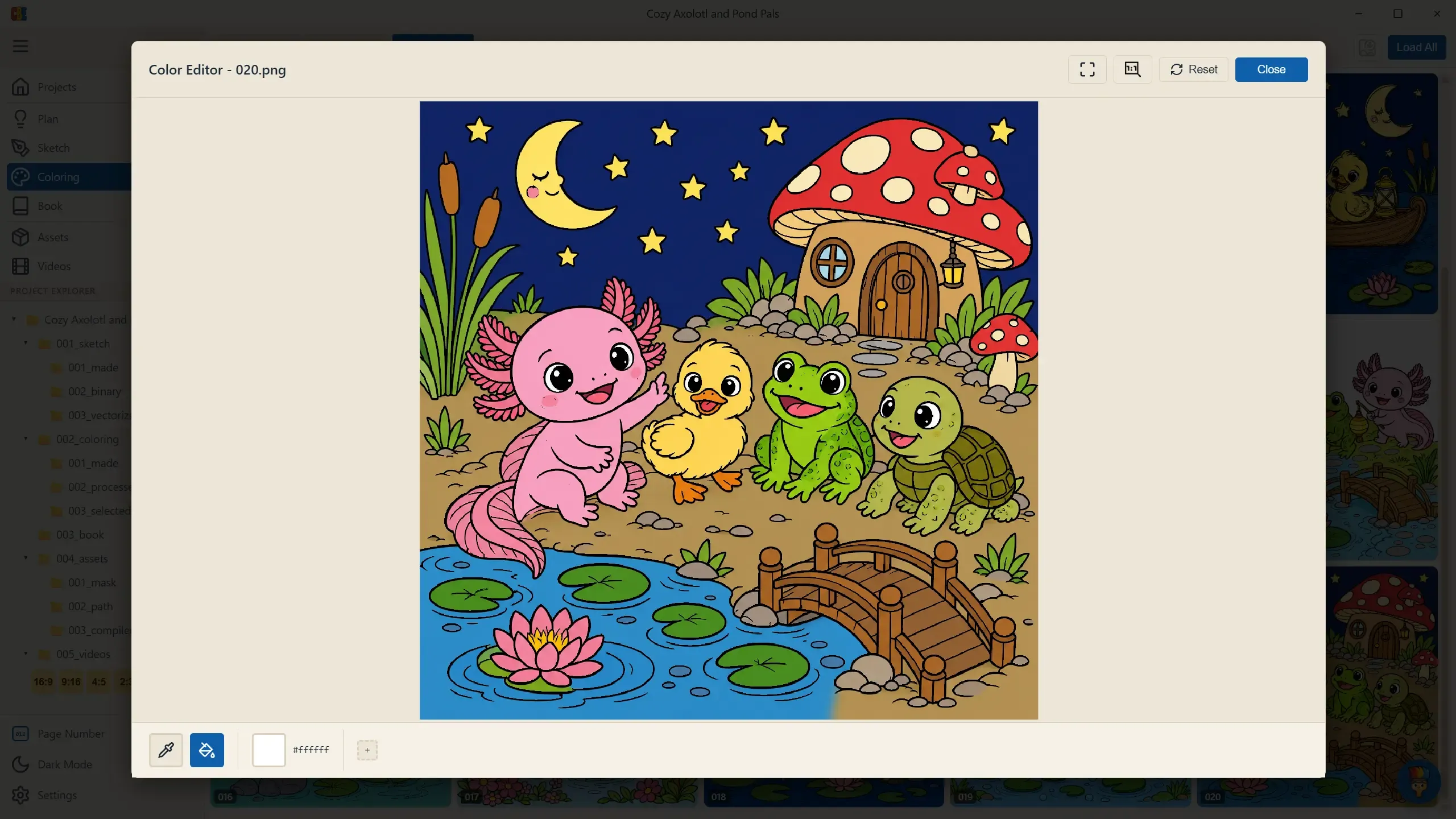 Eyedropper, paint bucket ve palet swatch satırıyla Color Editor
