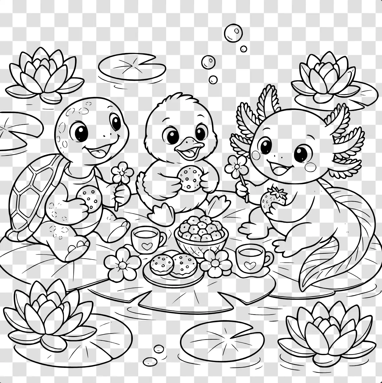 A vectorized page in the viewer — crisp line art on a transparent background